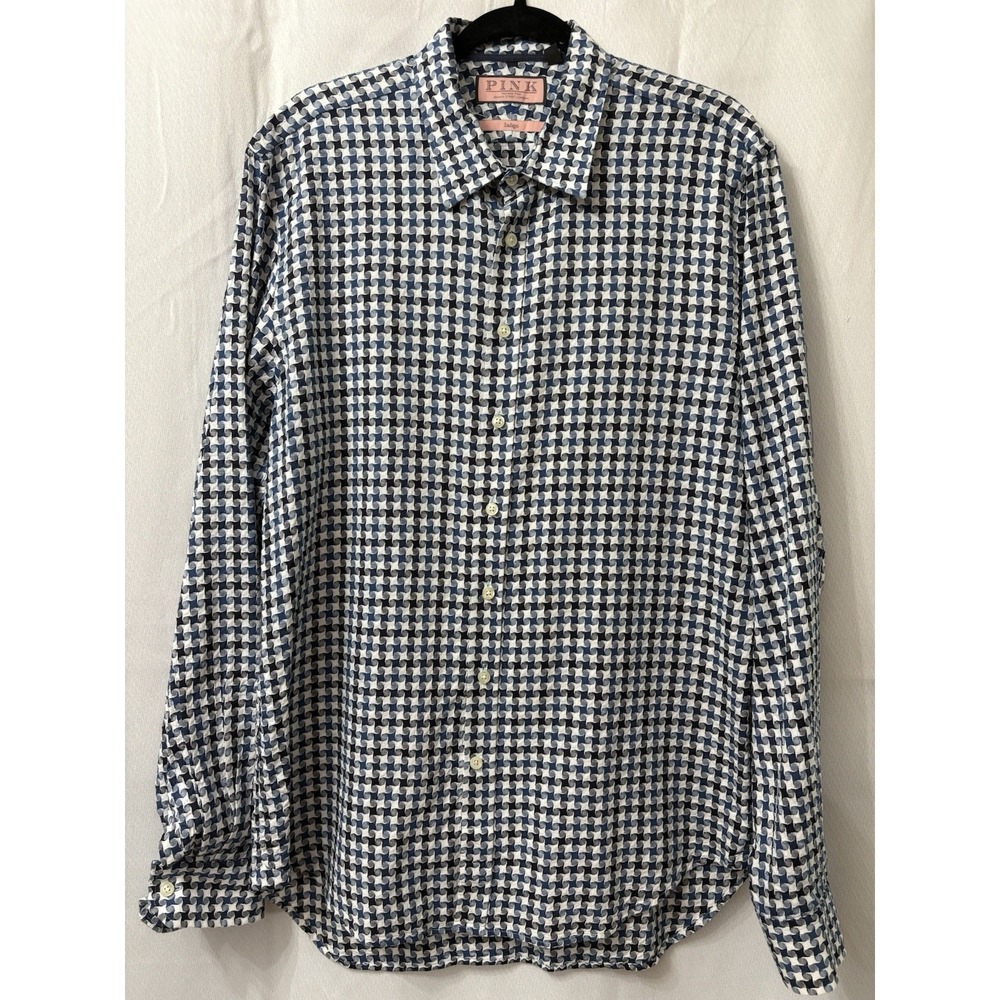Thomas Pink Mens Shirt Long Sleeve Indigo Size XL